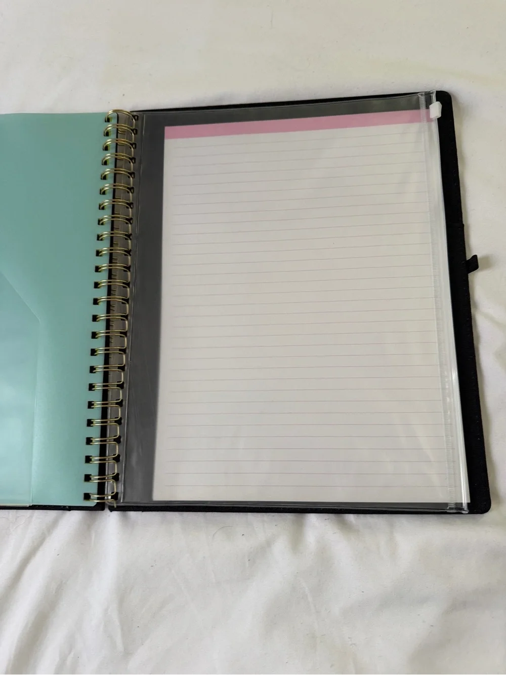 Black Spiral Clipboard Notebook with Gold Clip